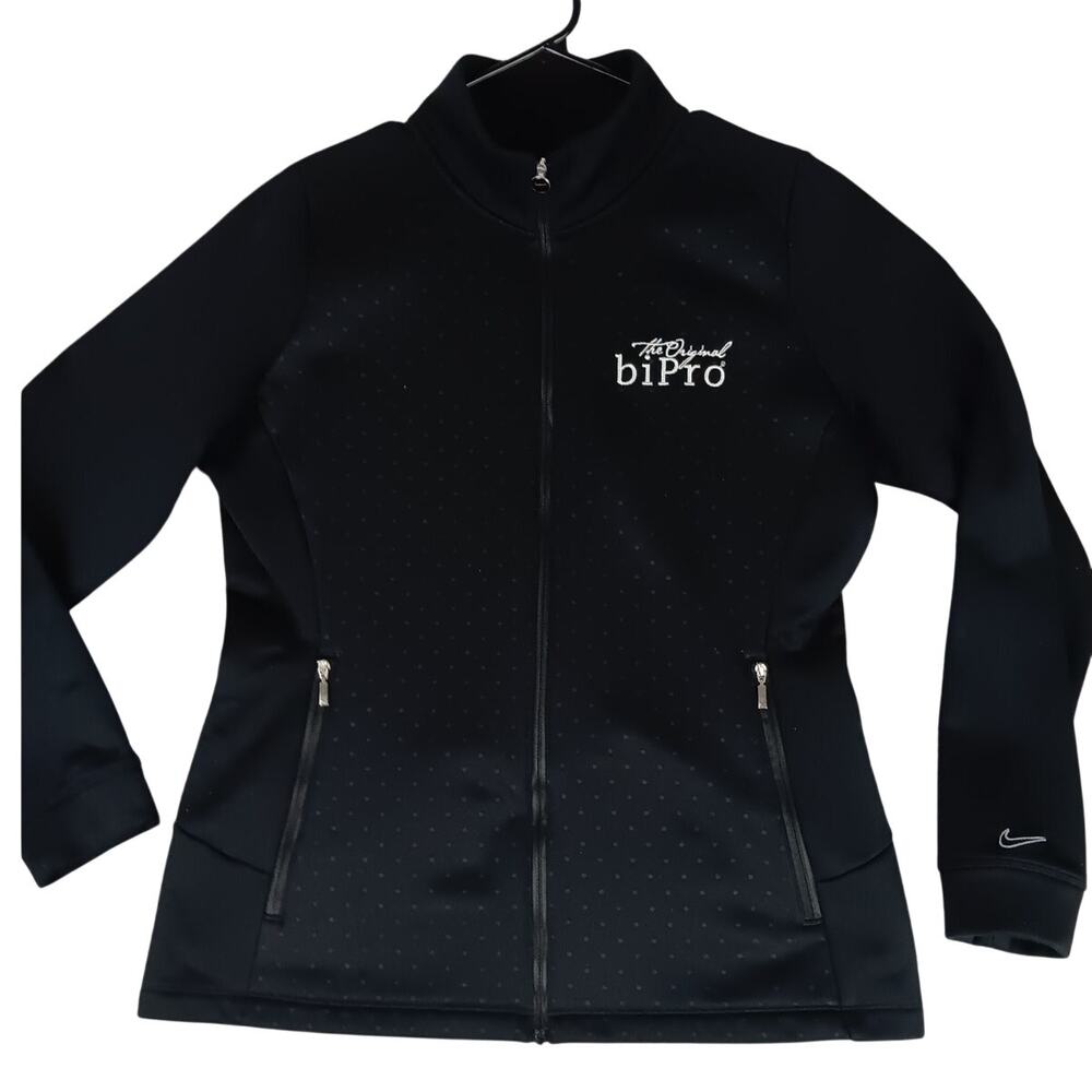 Nike Golf Tour Performance Jacket Womens‎ Large Black Dot Therma-Fit Zip biPro